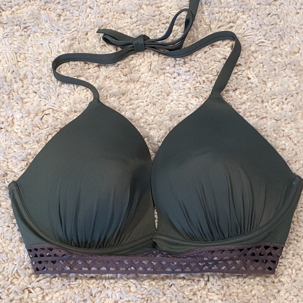 Shade & Shore Bikini Top 36 DD Green Underwire Molded Full Cup